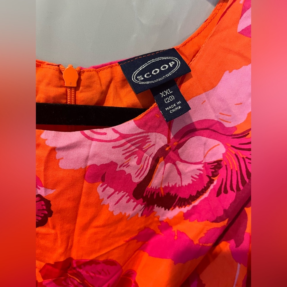 Scoop NYC Orange Off the Shoulder Tie Front Dress - Picture 3 of 4